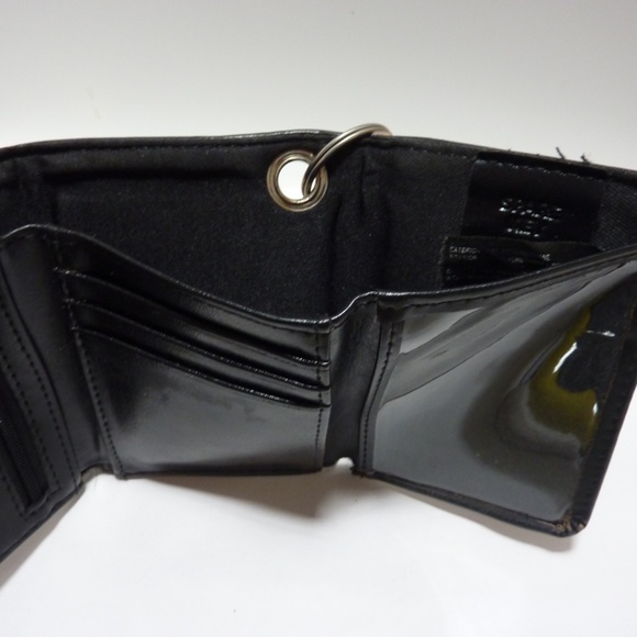 Mens Black Leather Trifold Wallet ID Window Credit Card Case Holder KEYCHAIN - Picture 7 of 10